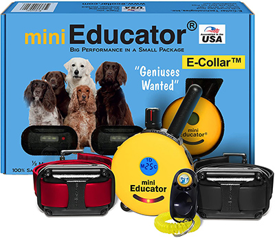Bundle of 2 Items - E-Collar - ET-302 - Half a Mile Remote Waterproof Two Dog Trainer Mini Educator - Static, Vibration and Sound Stimulation Collar With PetsTEK Dog Training Clicker Training Kit 