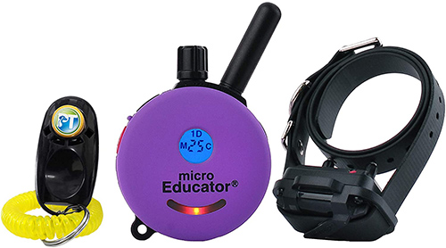 E-Collar - ME-300 - Waterproof Remote Trainer Micro Educator 1/3 Mile Range - Designed for Smaller Dogs - Static, Vibration and Sound Stimulation Collar with PetsTEK Dog Training Clicker 